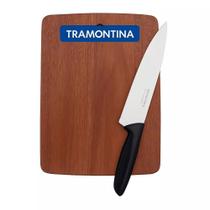 Kit Tábua Tramontina em Madeira Jatobá com Brancal + Faca Chef Tramontina Plenus 8" em Aço Inox