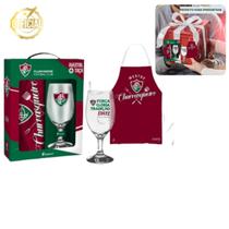 Kit Taça 330ml Vinho Cerveja+ Avental Poliéster Cozinha Mestre Churrasqueiro Time Fluminense