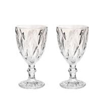 Kit Taça 340ml Diamante Vidro Água Vinho 2und
