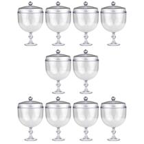 Kit taça acrílica cristal transp c/ tampa c/ 10 - blue star Kit taça acrílica cristal transp c/ tampa c/ 10 - blue star