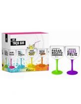 Kit Taça Brasfoot Gin Com 2 Taças 580ML-O Importente e Ser Feliz