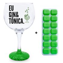 Kit Taça Gin - Eu Gin&Tônica + Forminha de Gelo Silicone