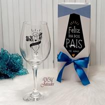Kit Taça Vinho Nadir Barone 385ml Dia Pais + Caixa Vidro Gravata