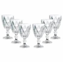 Kit Taças 340ml Diamante Vidro Água Vinho Suco Refrigerante