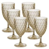 Kit taças de água 380ml de plástico Cristal Âmbar 6 peças Plasutil