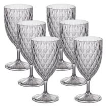 Kit taças de água 380ml de plástico Cristal incolor 6 peças Plasutil