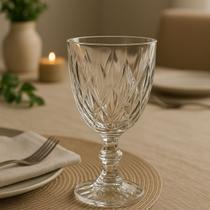 Kit Taças de Vidro Transparentes Lapidada Bebidas 340ml