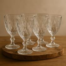 Kit Taças de Vidro Transparentes Lapidada Bebidas 340ml