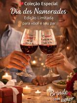 Kit Taças Dia dos Namorados Presente Romântico Casal Vidro Jantar Vinho Decorativo Kit Taças Dia dos Namorados Presente Romântico Casal Vidro Jantar Vinho Decorativo