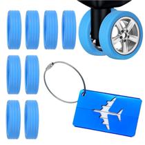 Kit Tag Para Mala De Viagem + 8 Protetores De Rodinha Bagagaem Sem Barulho