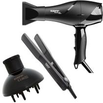 Kit taiff - secador black ion 2000w 127v + prancha ceramica 180c + difusor de ar curves