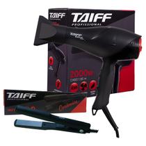 KIT TAIFF - SECADOR CABELO PROF. BLACK ION 2000W 127V + PRANCHA CERAMIC 180ºC