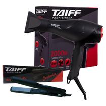 KIT TAIFF - SECADOR CABELO PROF. BLACK ION 2000W 220V + PRANCHA CERAMIC 180ºC