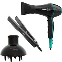 KIT TAIFF - SECADOR DE CABELO STYLE PRETO 2000W 127V + PRANCHA CERAMIC 180ºC + DIFUSOR DE AR CURVES