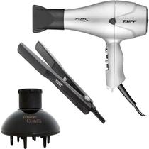 KIT TAIFF - SECADOR PROF. FOX ION S PRATA 2100W 127V + PRANCHA CERAMIC 180ºC + DIFUSOR DE AR CURVES