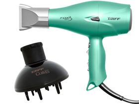 Kit taiff - secador profissional fox ion 3 soft green 2200w 127v + difusor de ar curves