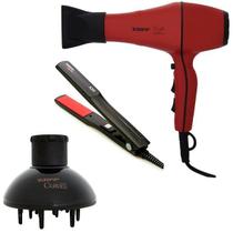 KIT TAIFF - SECADOR PROFISSIONAL STYLE RED 2000W 127V + PRANCHA RED ION 200ºC + DIFUSOR DE AR CURVES