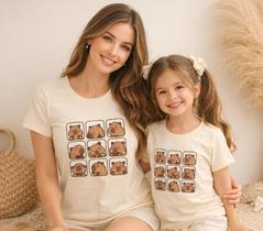 kit tal mãe tal filha tshirt camiseta capivara Combinando