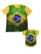 Kit Tal Pai Tal Filho Camiseta e Body de Bebê Brasil