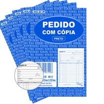 Kit Talão Bloco para Pedido com Cópia 14x21 Médio 5 Blocos Comercial São Domingos para Vendedores Autônomos Oficinas