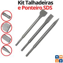 Kit Talhadeiras SDS e Ponteiro SDS Plus para Martelete Kit com 3