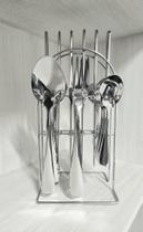 Kit Talher 24 peças Inox + Suporte