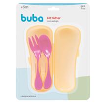 Kit talher baby com case rosa buba