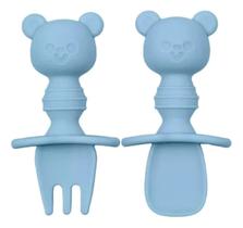 Kit Talher Buba em Silicone com Escudo Protetor Ursinho Azul