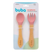 Kit Talher BUBA em Silicone e Bambu - Rosa