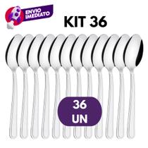 Kit Talher Colher Sopa Mesa Inox Conjunto Dia a Dia Jantar Refeição Bar Hoteis Restaurante