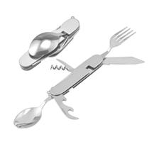 Kit Talher Com Garfo Colher Faca Canivete Metal Trilha Camping Pesca HW-101082 Kit Talher Com Garfo Colher Faca Canivete Metal Trilha Camping Pesca HW-101082