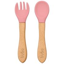 Kit Talher em Silicone e Bambu Rosa Buba 15826 Kit Talher em Silicone e Bambu Rosa Buba 15826