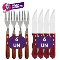 Kit Talher Faca Jumbo Outback Cabo Madeira E Garfo Mesa Com Cabo Madeira Jogo Linha Wooden - H&M