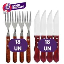 Kit Talher Faca Jumbo Outback Cabo Madeira E Garfo Mesa Com Cabo Madeira Jogo Linha Wooden