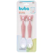 Kit Talher Flexível Coala Rosa Com Colher E Garfo Buba