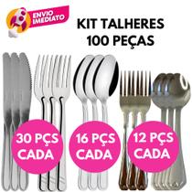 Kit Talher Garfo Mesa Faca Reffeição Colher Refeição Garfo Sobremesa E Colher Sobremesa Inox Jogo