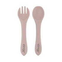 Kit Talher Infantil Em Silicone Rosa Clingo Kit Talher Infantil Em Silicone Rosa Clingo