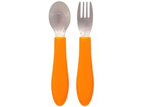 Kit Talher Infantil Inox Buba Zoo Laranja 2 Peças