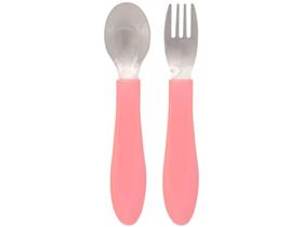 Kit Talher Infantil Inox Buba Zoo Rosa 2 Peças Kit Talher Infantil Inox Buba Zoo Rosa 2 Peças