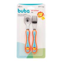 Kit Talher Infantil Leãozinho Bebê Anatômico Aço Inox Buba