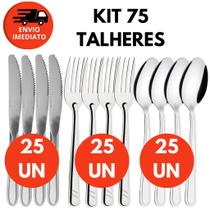 Kit Talher Inox Conjunto Garfo Faca Colher Sopa Mesa Jantar Refeição Restaurante Jogo C/60 ou 75 Un Kit Talher Inox Conjunto Garfo Faca Colher Sopa Mesa Jantar Refeição Restaurante Jogo C/60 ou 75 Un