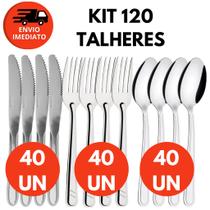 Kit Talher Inox Garfo Faca Colher Sopa Mesa Jantar Refeição Dia a Dia Bar Restaurante Jogo