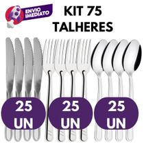 Kit Talher Inox Garfo Mesa Faca Mesa Colher Sopa Mesa Jogo Jantar Refeição Dia a Dia Bar Restaurante