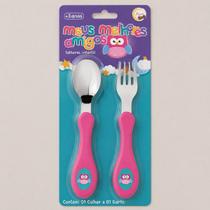 Kit Talher Inox Infantil Coruja Rosa 2 peças Art House Kit Talher Inox Infantil Coruja Rosa 2 peças Art House