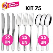 Kit Talher Inox Jogo Com Garfo Faca Colher Sopa Mesa Jantar Refeição Restaurante C/60 Ou 75 Un