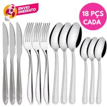 Kit Talher Inox Jogo Garfo Faca Colher Refeição E Colher Sobremesa Jantar Dia a Dia Restaurante Bar