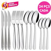 Kit Talher Inox Jogo Garfo Faca Colher Refeição E Colher Sobremesa Jantar Dia a Dia Restaurante Bar