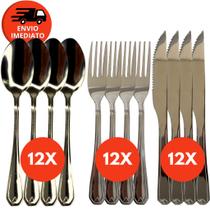 Kit Talher Jogo Garfo Colher Faca Refeição Churrasco Inox Premium Cozinha Buffet Restaurante