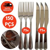 Kit Talher Jogo Garfo E Faca Refeição Jantar Churrasco Inox Premium Cozinha Buffet Restaurante