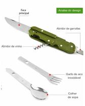 Kit Talher Militar Canivete Tático Camping Sobrevivência Kit Talher Militar Canivete Tático Camping Sobrevivência